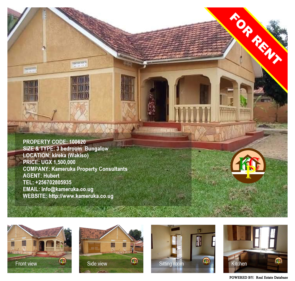 3 bedroom Bungalow  for rent in Kireka Wakiso Uganda, code: 100620