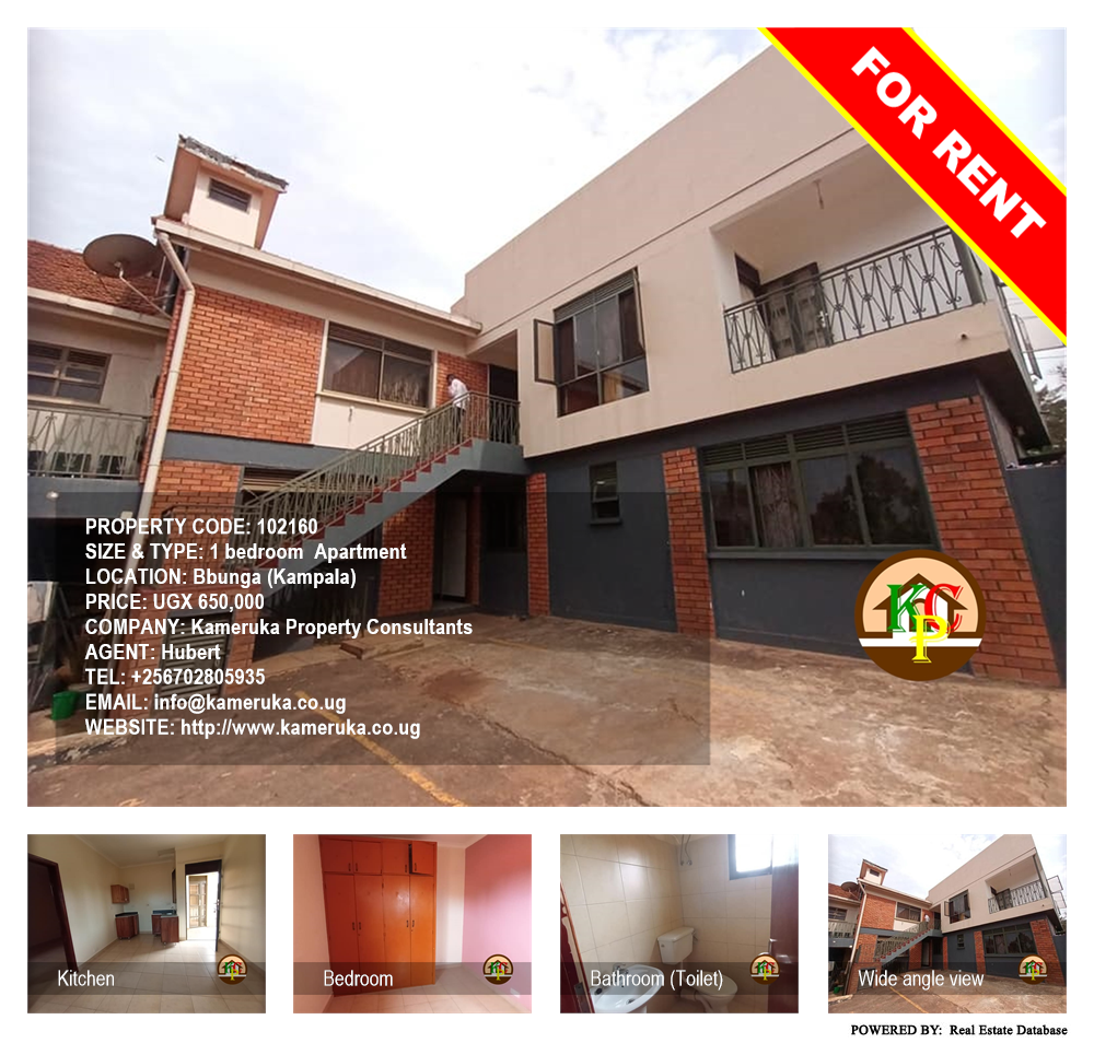 1 bedroom Apartment  for rent in Bbunga Kampala Uganda, code: 102160
