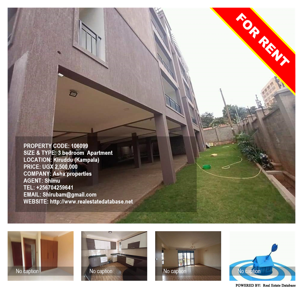 3 bedroom Apartment  for rent in Kiruddu Kampala Uganda, code: 106099