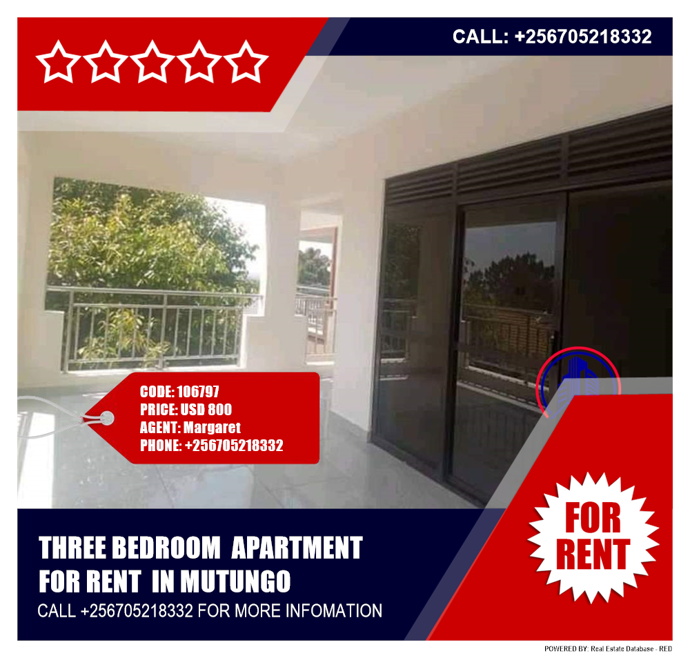 3 bedroom Apartment  for rent in Mutungo Kampala Uganda, code: 106797