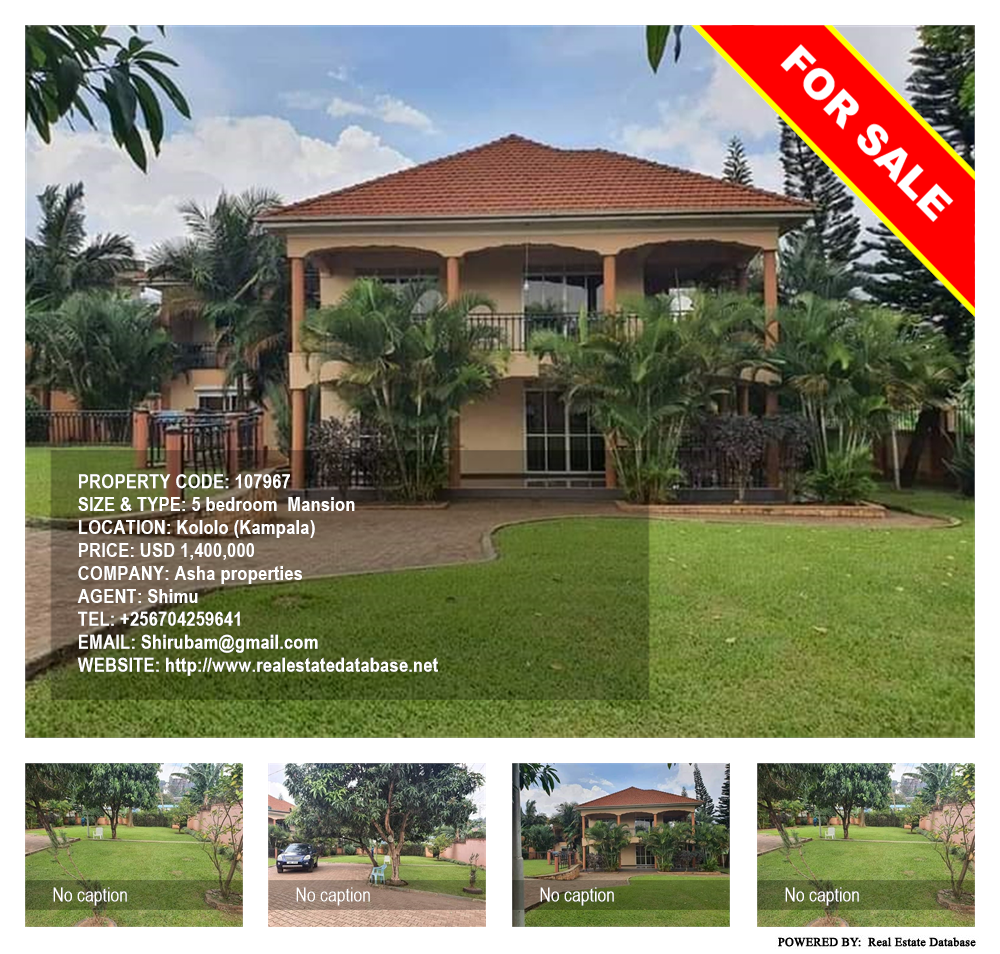 5 bedroom Mansion  for sale in Kololo Kampala Uganda, code: 107967