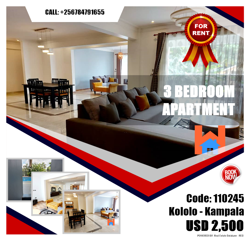 3 bedroom Apartment  for rent in Kololo Kampala Uganda, code: 110245