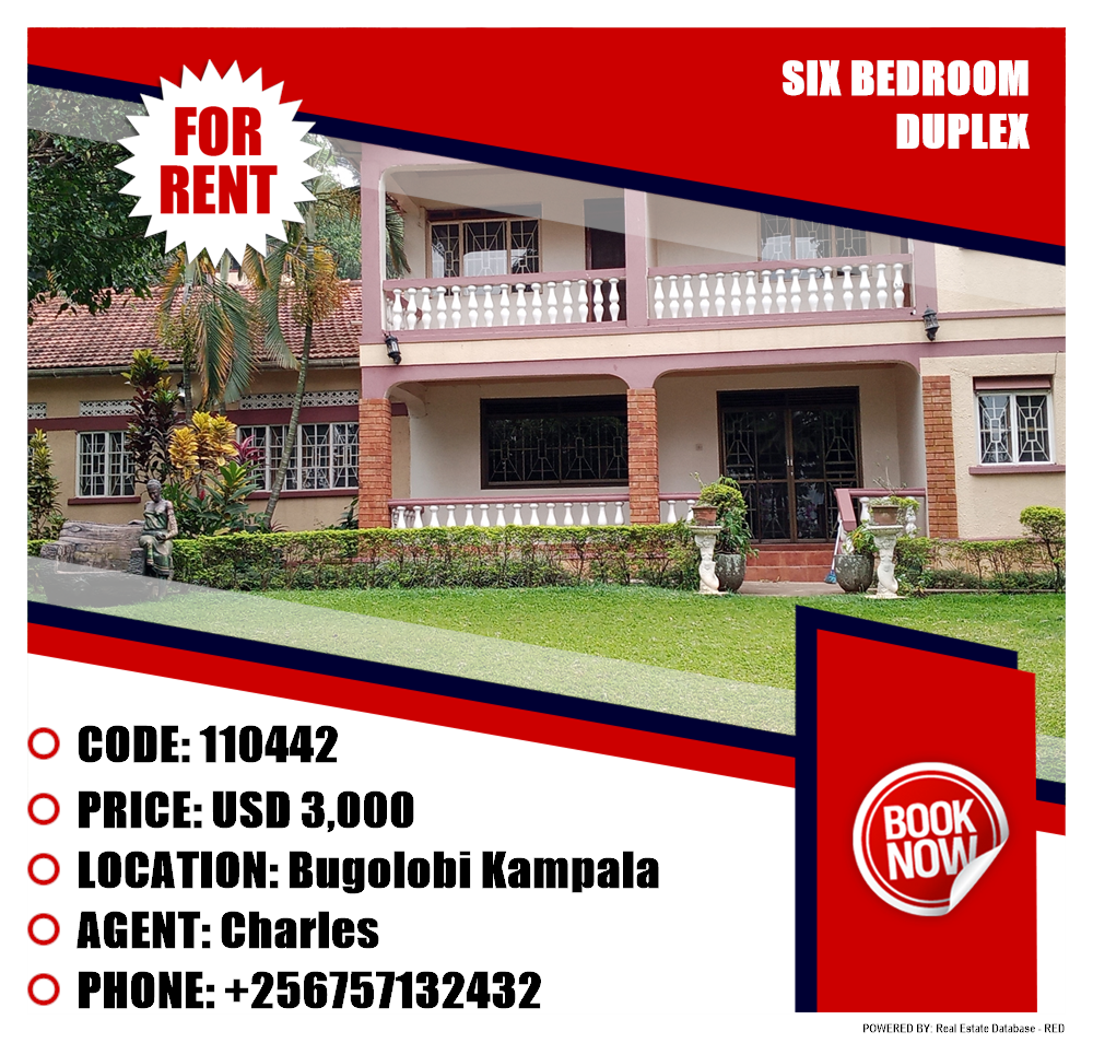 6 bedroom Duplex  for rent in Bugoloobi Kampala Uganda, code: 110442