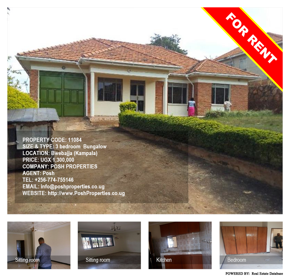 3 bedroom Bungalow  for rent in Bwebajja Kampala Uganda, code: 11084