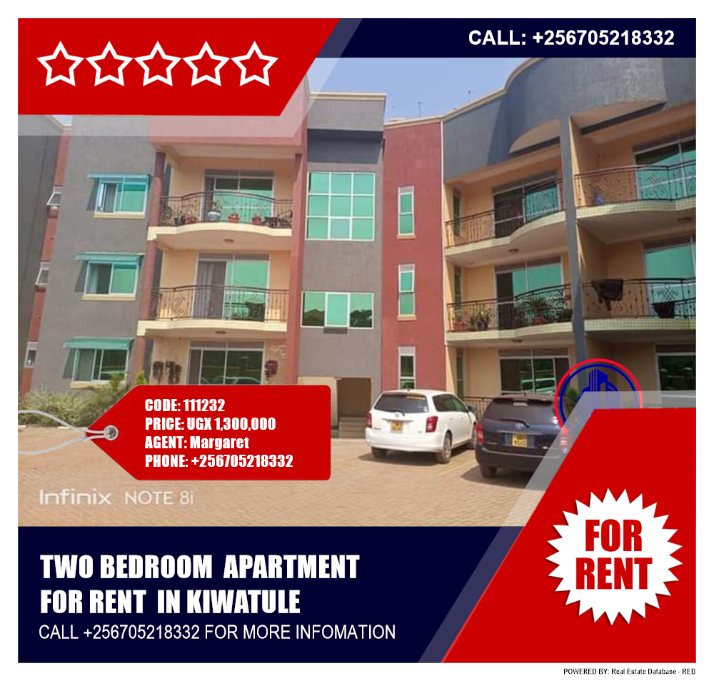 2 bedroom Apartment  for rent in Kiwaatule Kampala Uganda, code: 111232