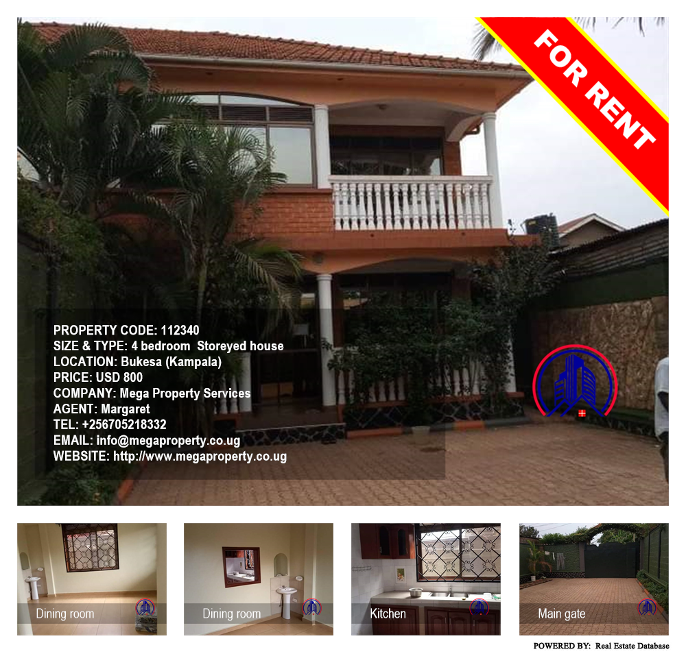 4 bedroom Storeyed house  for rent in Bukesa Kampala Uganda, code: 112340