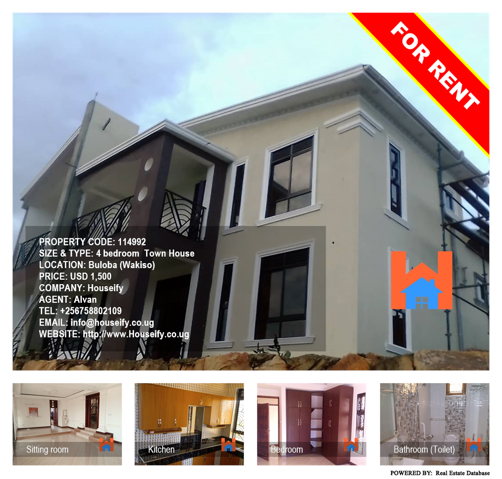 4 bedroom Town House  for rent in Buloba Wakiso Uganda, code: 114992