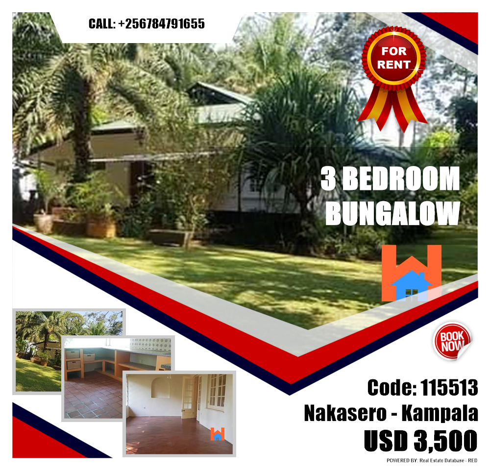 3 bedroom Bungalow  for rent in Nakasero Kampala Uganda, code: 115513