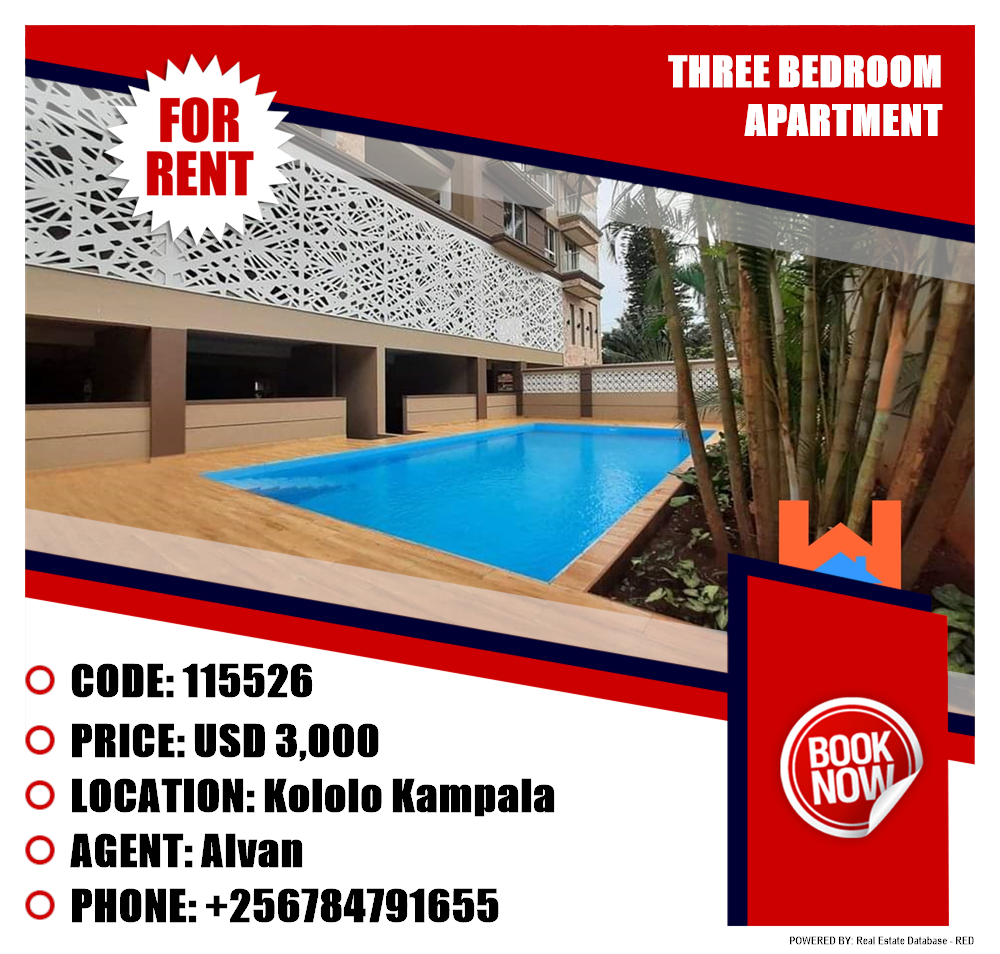 3 bedroom Apartment  for rent in Kololo Kampala Uganda, code: 115526