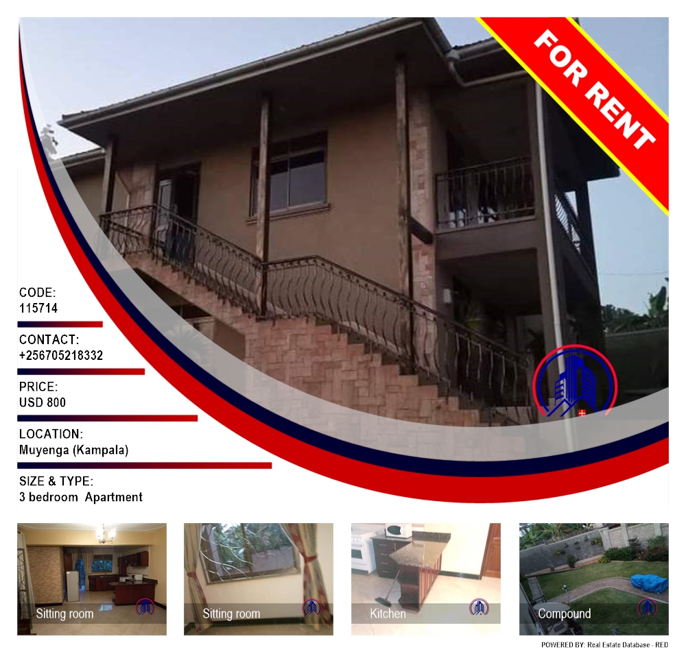 3 bedroom Apartment  for rent in Muyenga Kampala Uganda, code: 115714