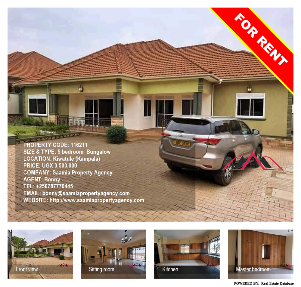 5 bedroom Bungalow  for rent in Kiwaatule Kampala Uganda, code: 116211