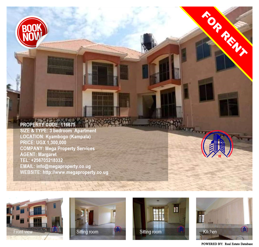 3 bedroom Apartment  for rent in Kyambogo Kampala Uganda, code: 116675