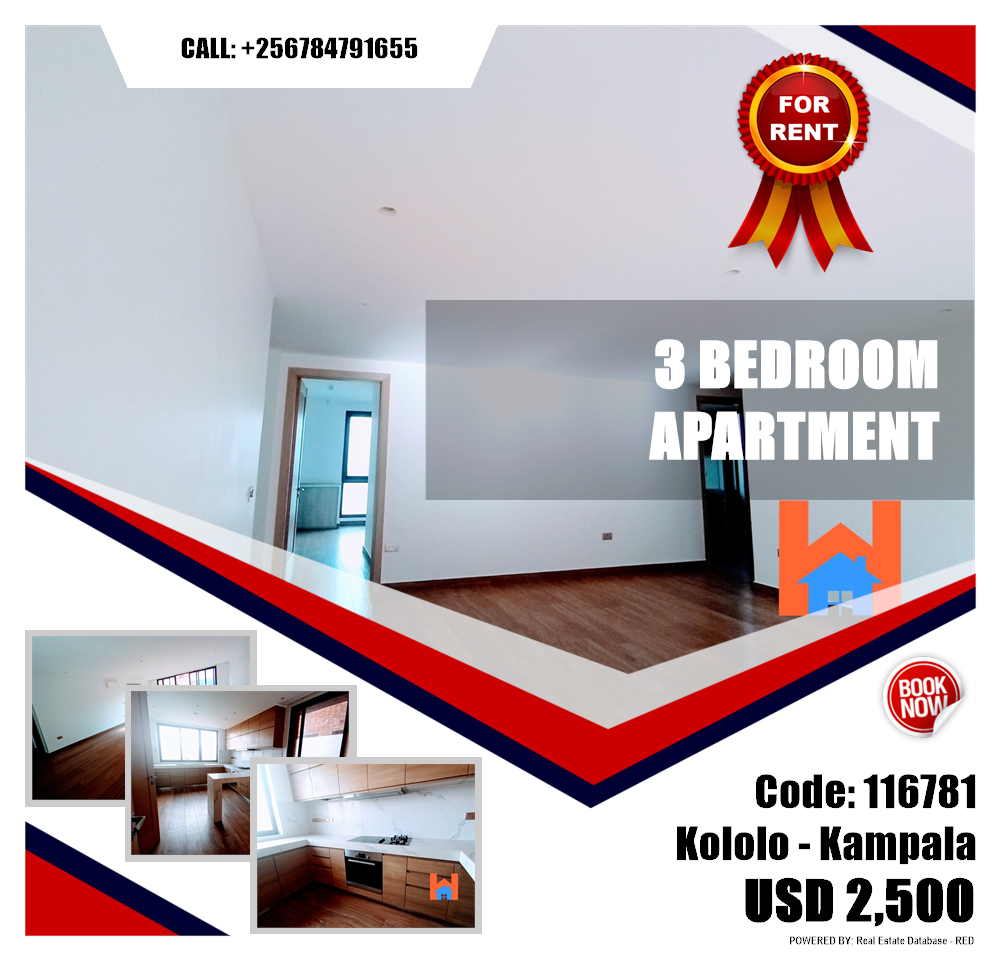 3 bedroom Apartment  for rent in Kololo Kampala Uganda, code: 116781