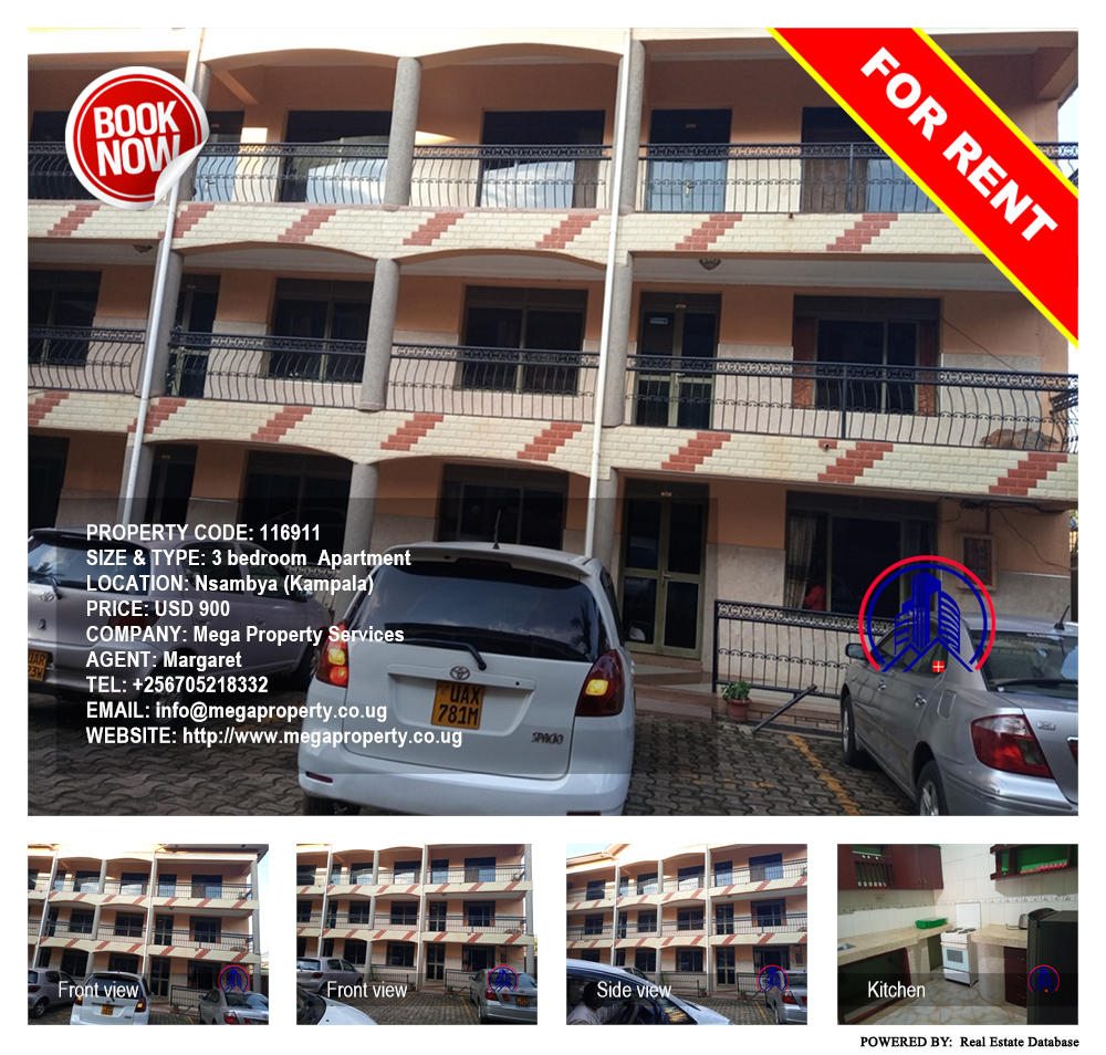 3 bedroom Apartment  for rent in Nsambya Kampala Uganda, code: 116911