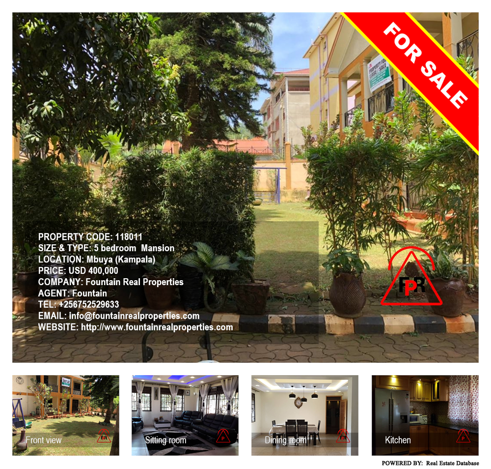 5 bedroom Mansion  for sale in Mbuya Kampala Uganda, code: 118011