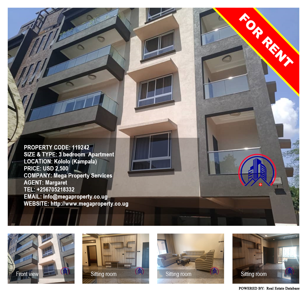 3 bedroom Apartment  for rent in Kololo Kampala Uganda, code: 119242