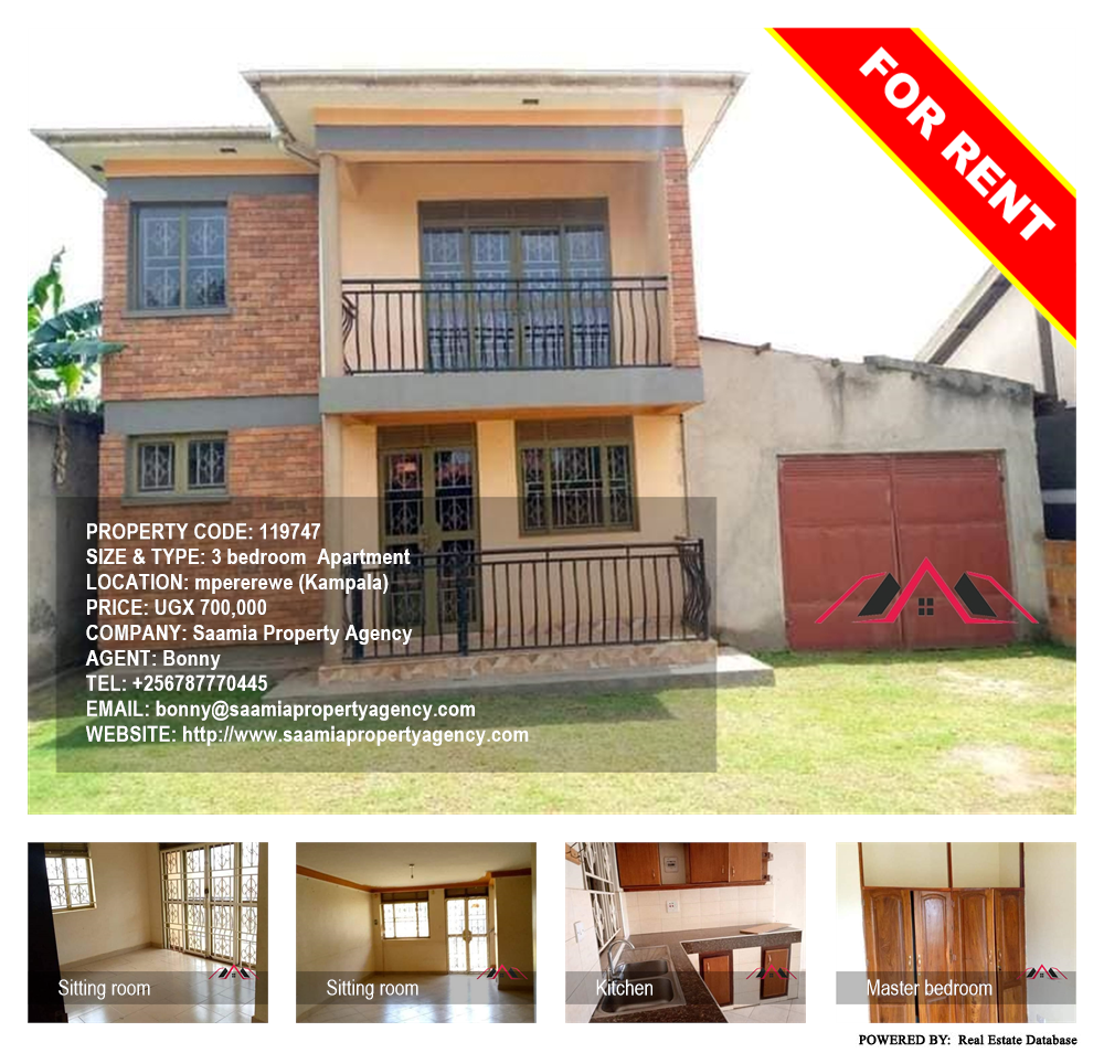 3 bedroom Apartment  for rent in Mpererewe Kampala Uganda, code: 119747