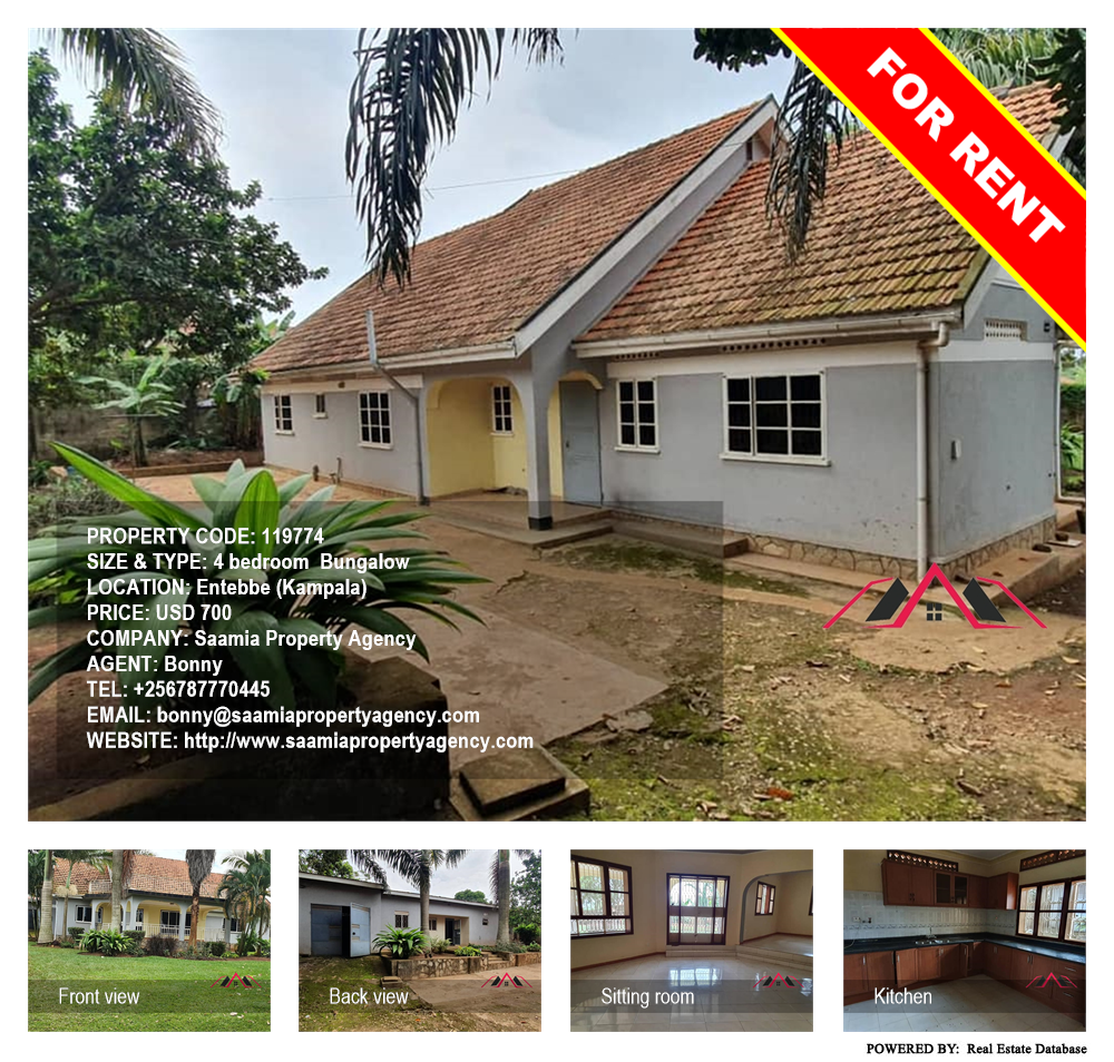 4 bedroom Bungalow  for rent in Entebbe Kampala Uganda, code: 119774