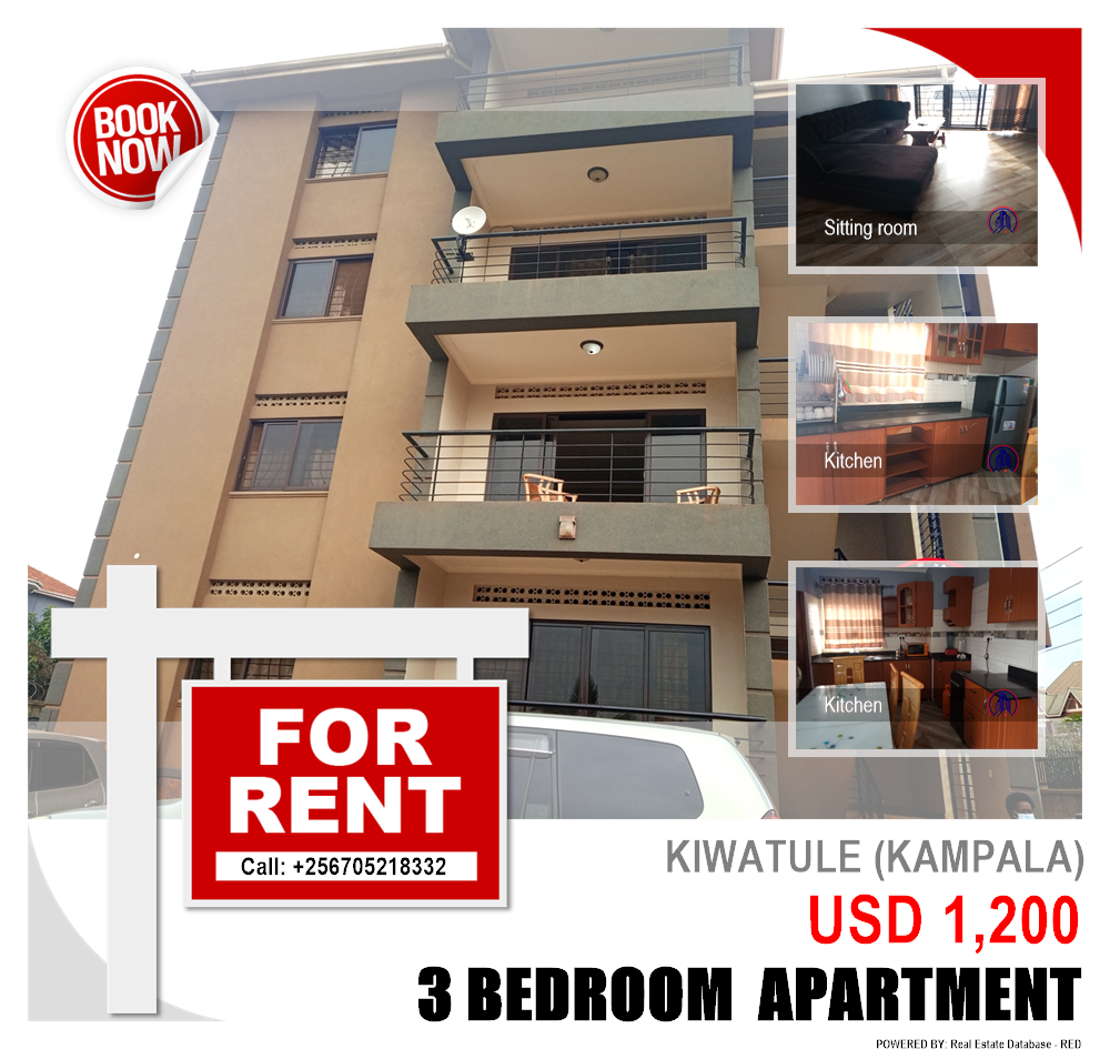 3 bedroom Apartment  for rent in Kiwaatule Kampala Uganda, code: 120678