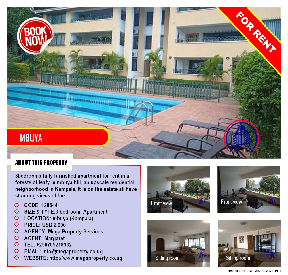 3 bedroom Apartment  for rent in Mbuya Kampala Uganda, code: 120844