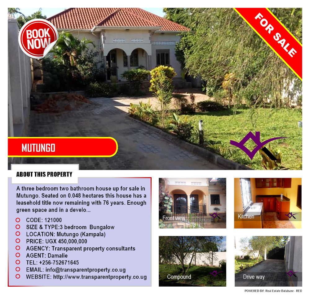 3 bedroom Bungalow  for sale in Mutungo Kampala Uganda, code: 121000