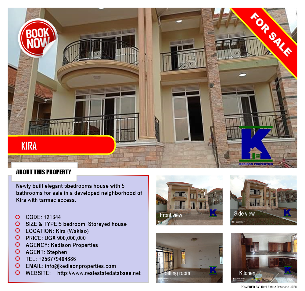 5 bedroom Storeyed house  for sale in Kira Wakiso Uganda, code: 121344