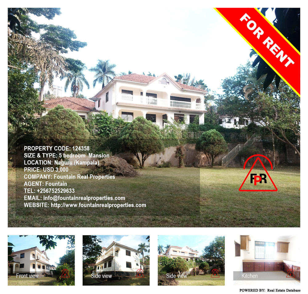 5 bedroom Mansion  for rent in Naguru Kampala Uganda, code: 124358