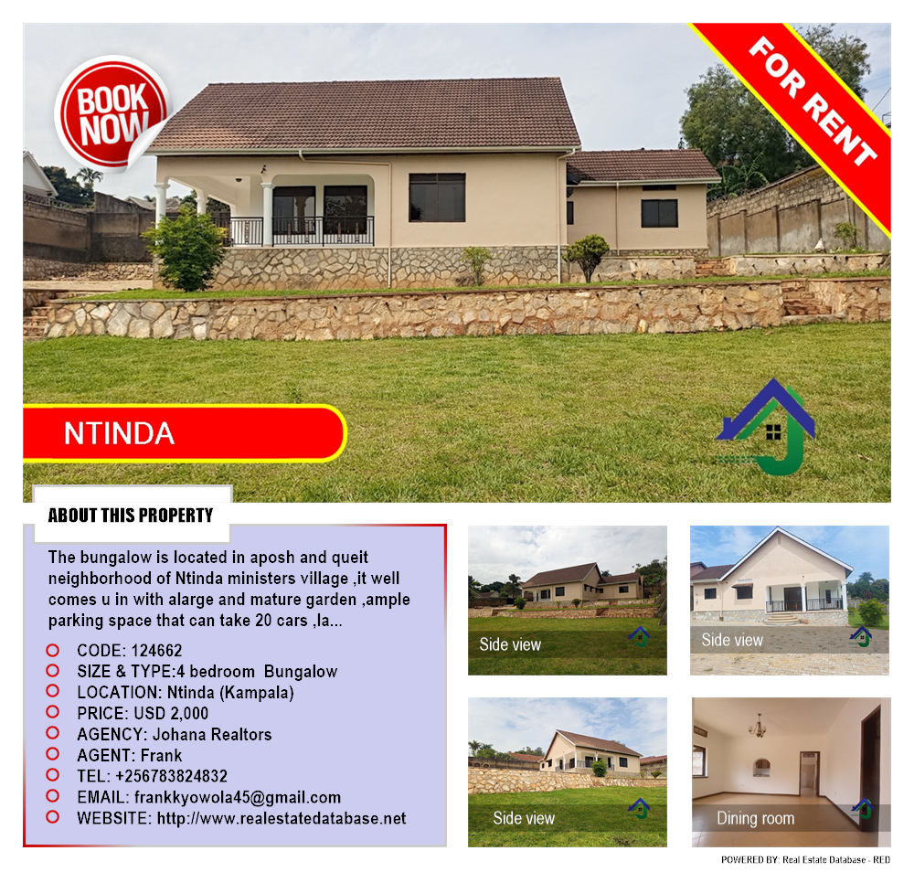 4 bedroom Bungalow  for rent in Ntinda Kampala Uganda, code: 124662