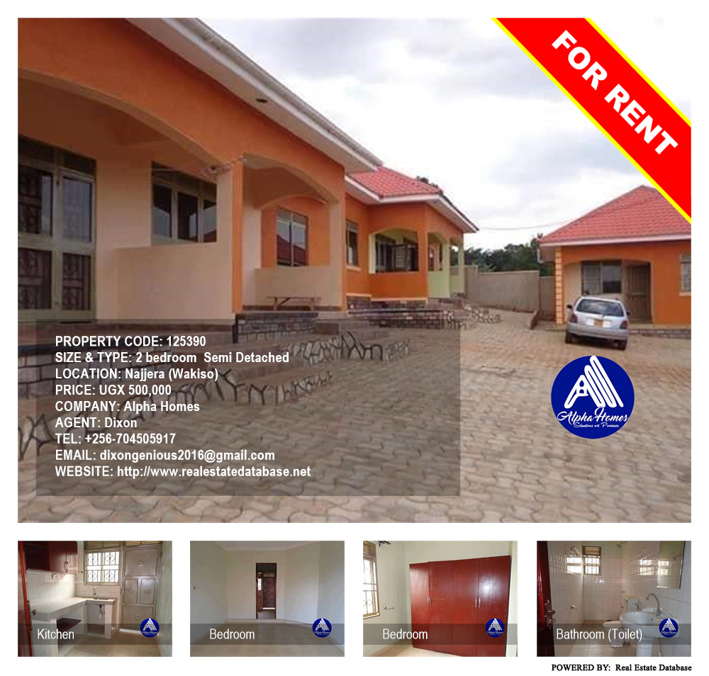 2 bedroom Semi Detached  for rent in Najjera Wakiso Uganda, code: 125390