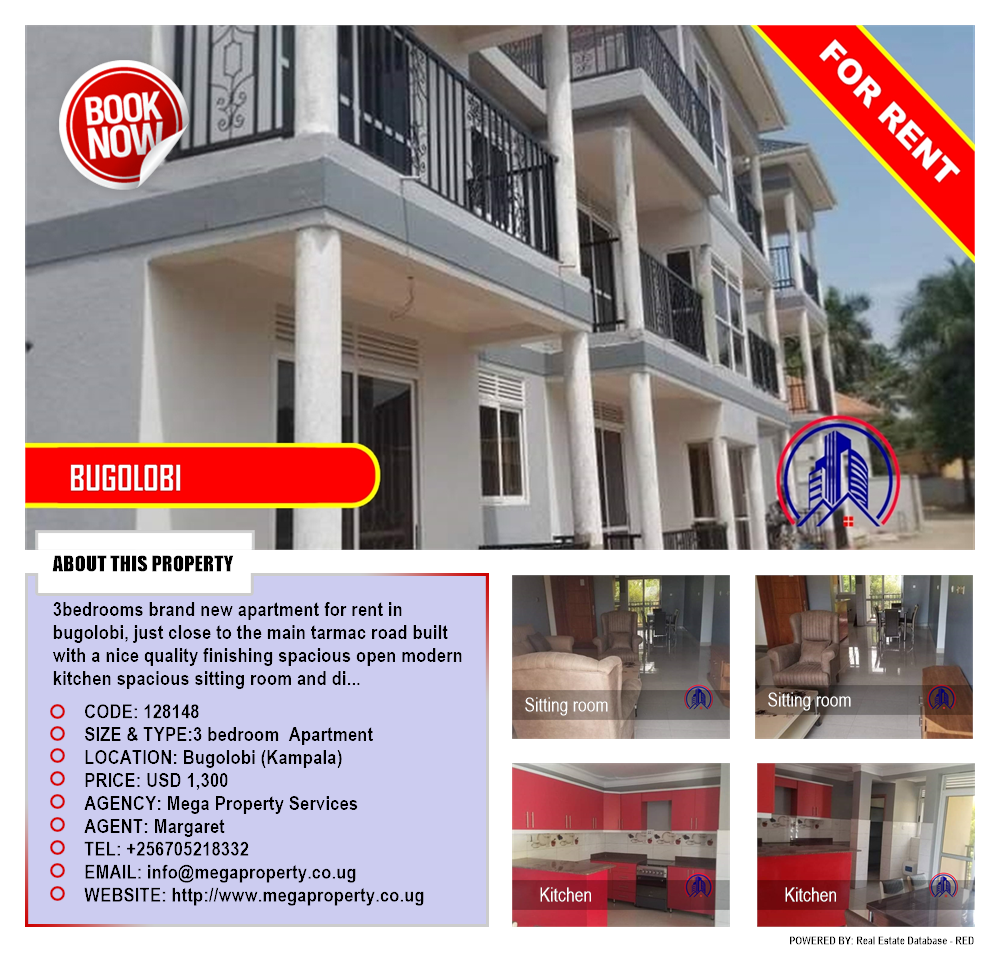 3 bedroom Apartment  for rent in Bugoloobi Kampala Uganda, code: 128148