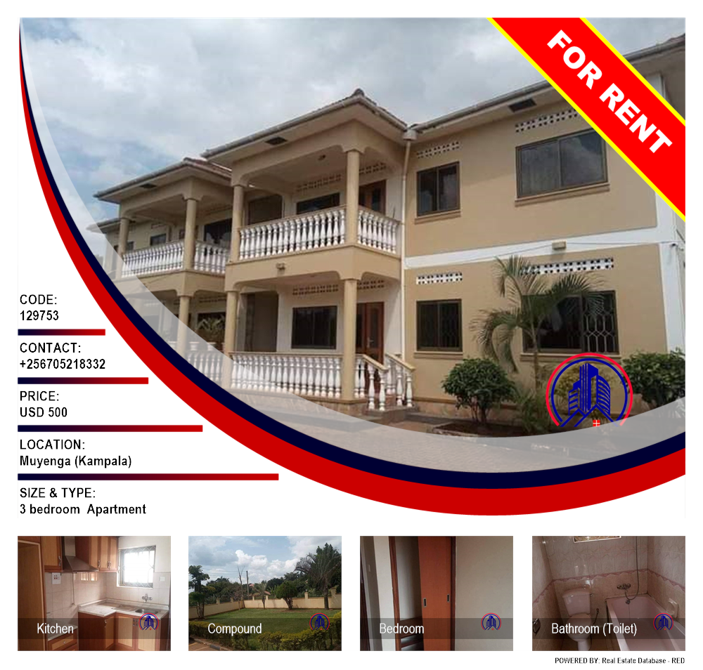 3 bedroom Apartment  for rent in Muyenga Kampala Uganda, code: 129753