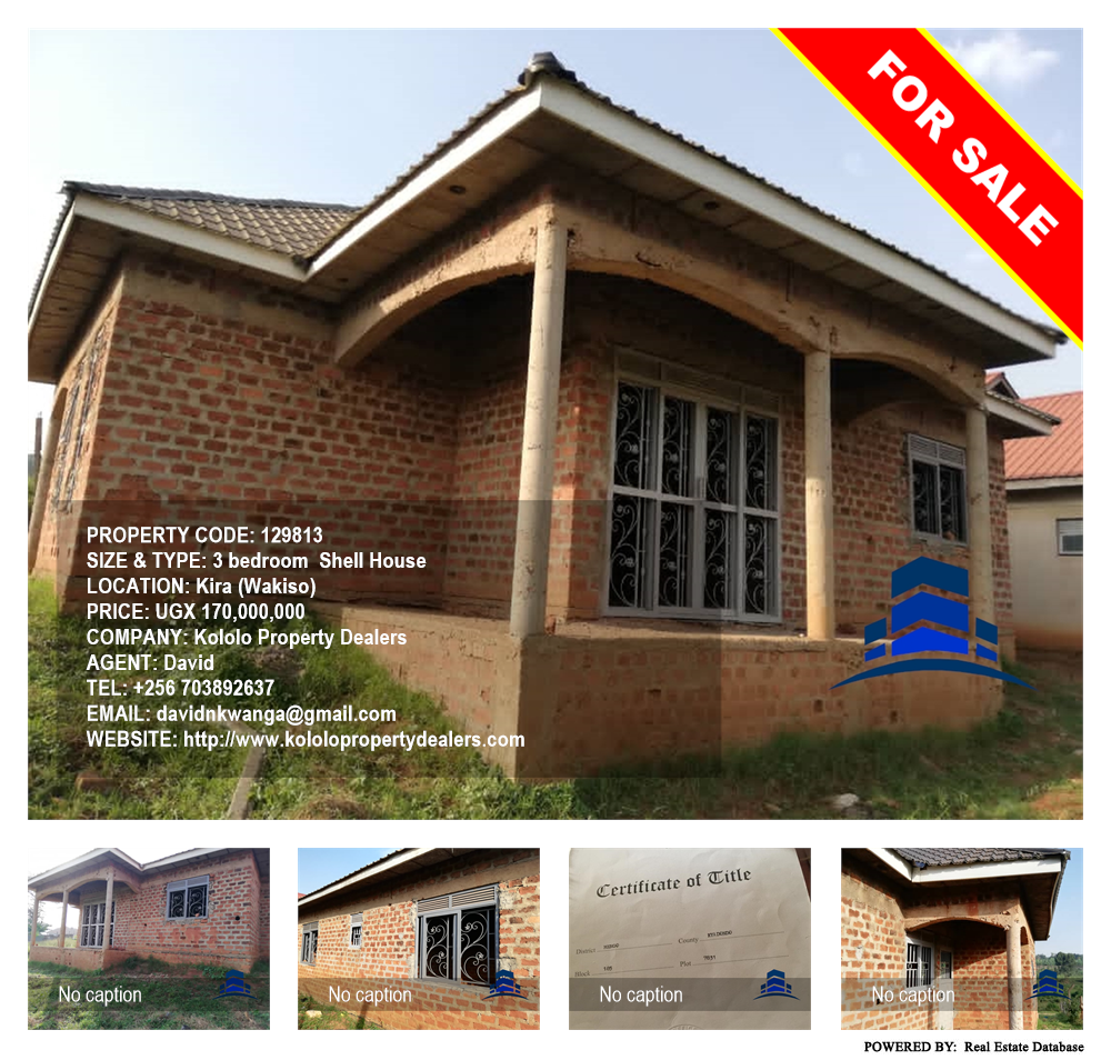 3 bedroom Shell House  for sale in Kira Wakiso Uganda, code: 129813