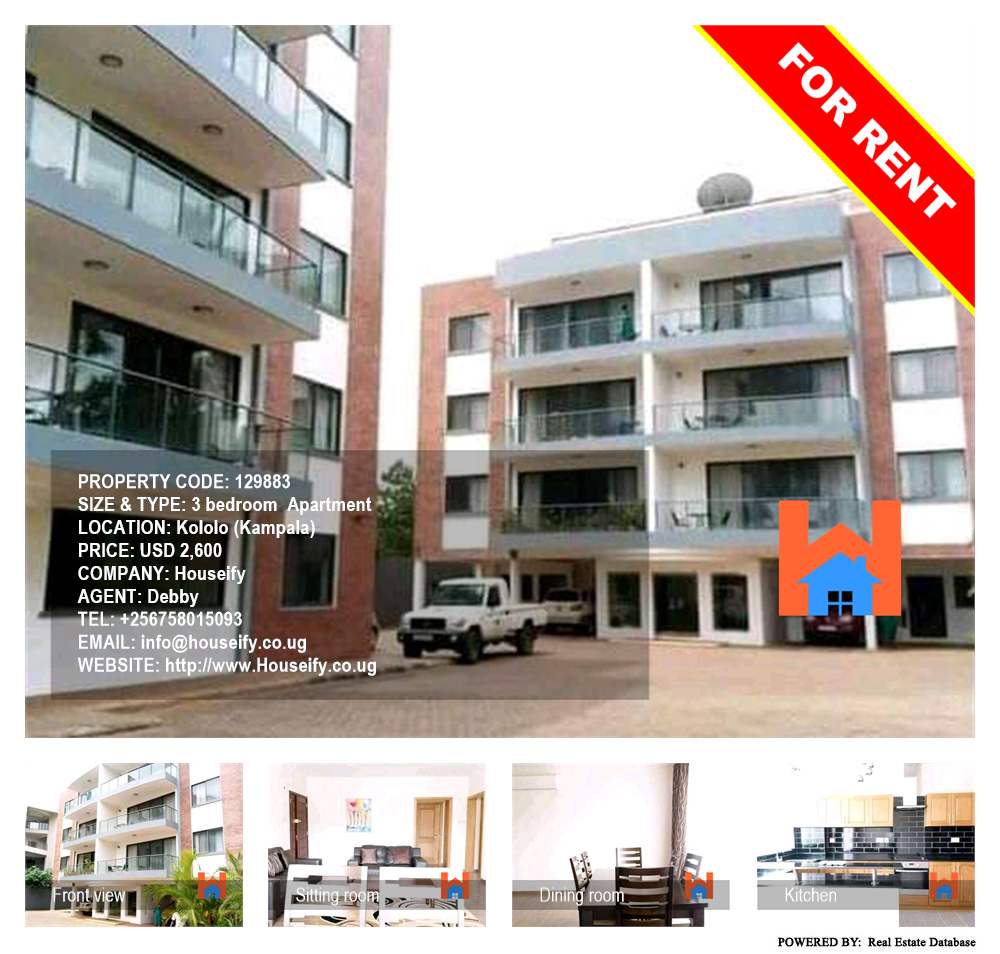 3 bedroom Apartment  for rent in Kololo Kampala Uganda, code: 129883