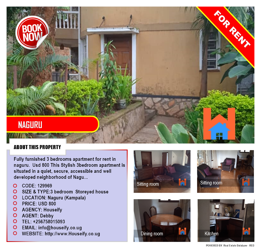 3 bedroom Storeyed house  for rent in Naguru Kampala Uganda, code: 129969