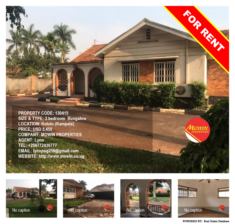 3 bedroom Bungalow  for rent in Kololo Kampala Uganda, code: 130415