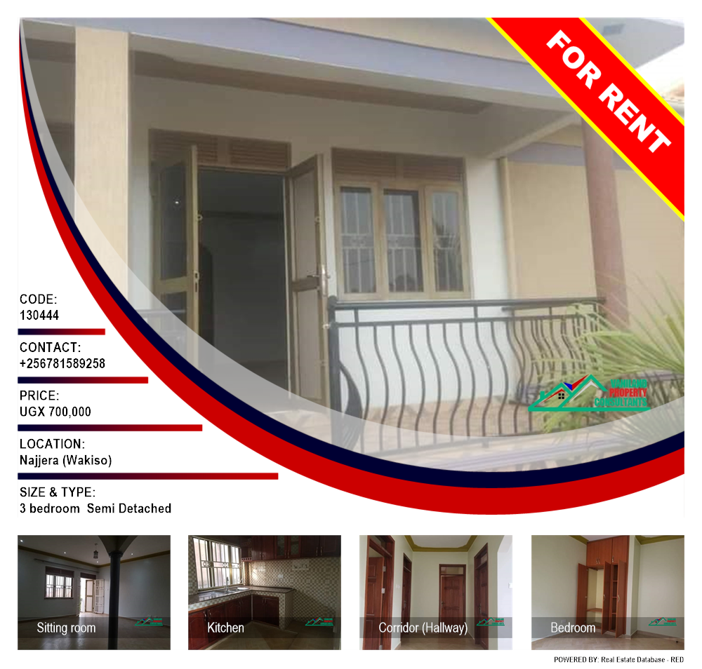3 bedroom Semi Detached  for rent in Najjera Wakiso Uganda, code: 130444