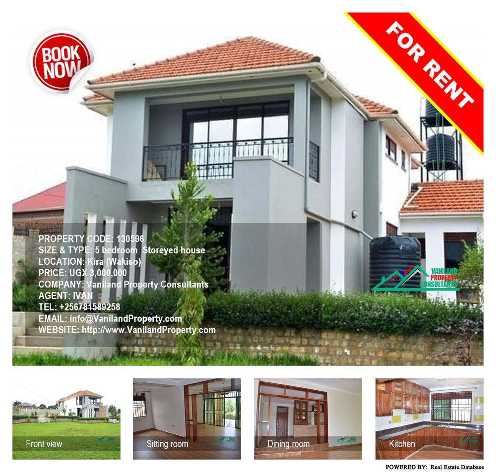 5 bedroom Storeyed house  for rent in Kira Wakiso Uganda, code: 130596