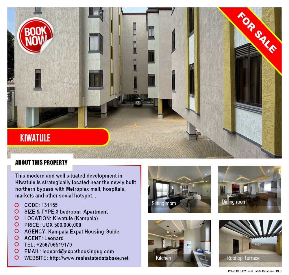 3 bedroom Apartment  for sale in Kiwaatule Kampala Uganda, code: 131155