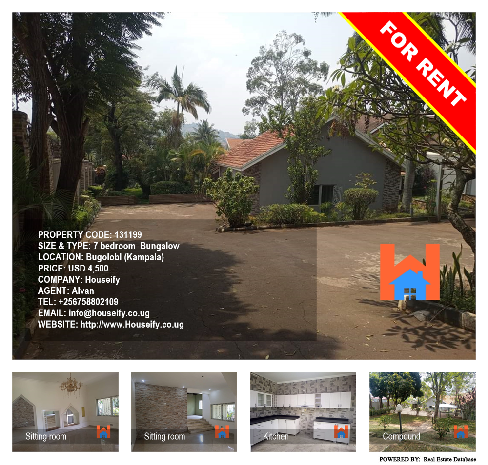 7 bedroom Bungalow  for rent in Bugoloobi Kampala Uganda, code: 131199