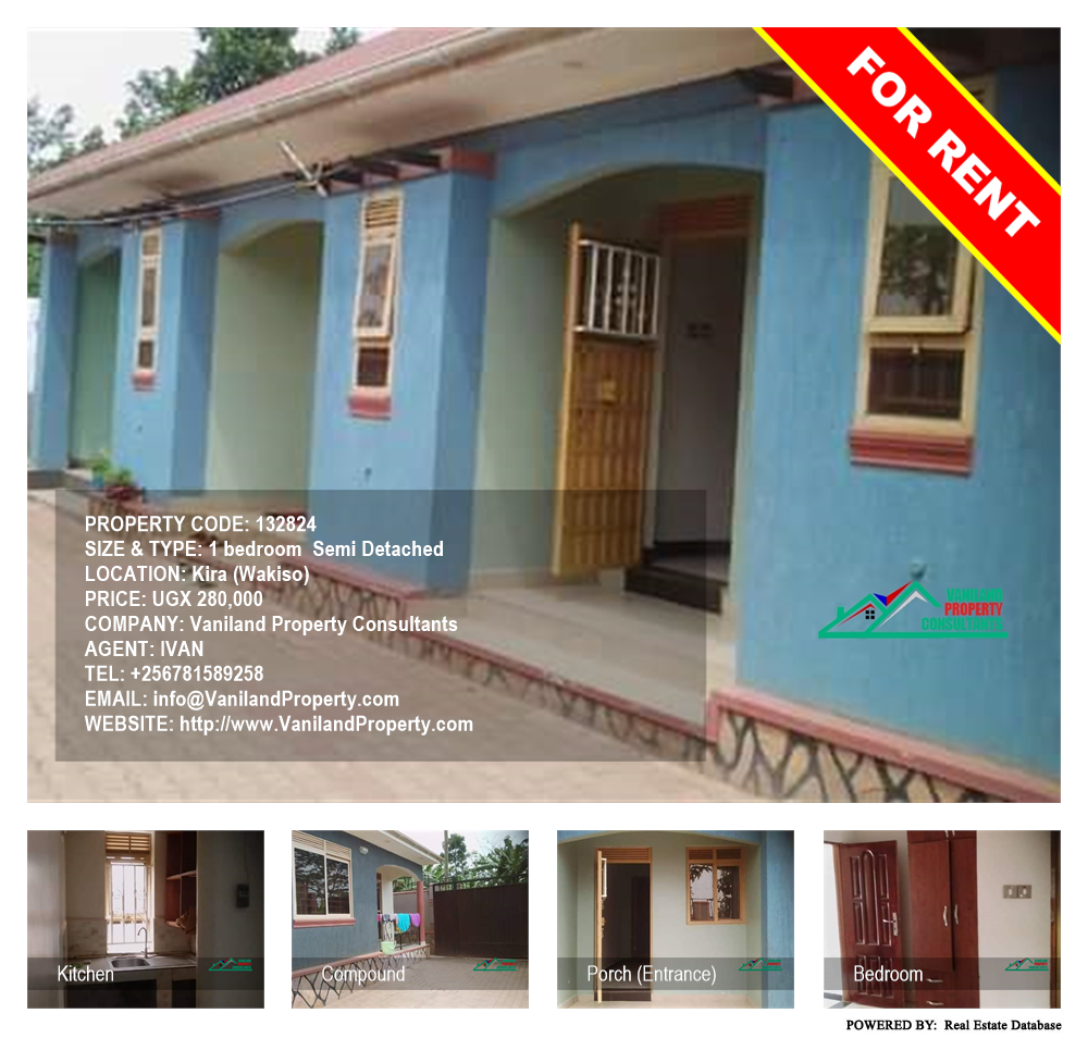 1 bedroom Semi Detached  for rent in Kira Wakiso Uganda, code: 132824