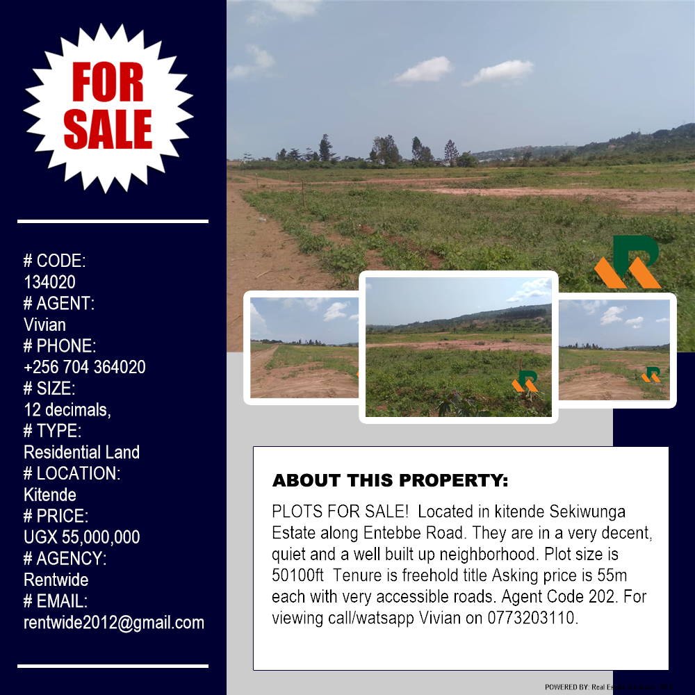 Residential Land  for sale in Kitende Wakiso Uganda, code: 134020