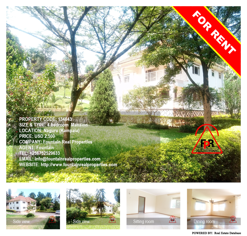 4 bedroom Mansion  for rent in Naguru Kampala Uganda, code: 134643