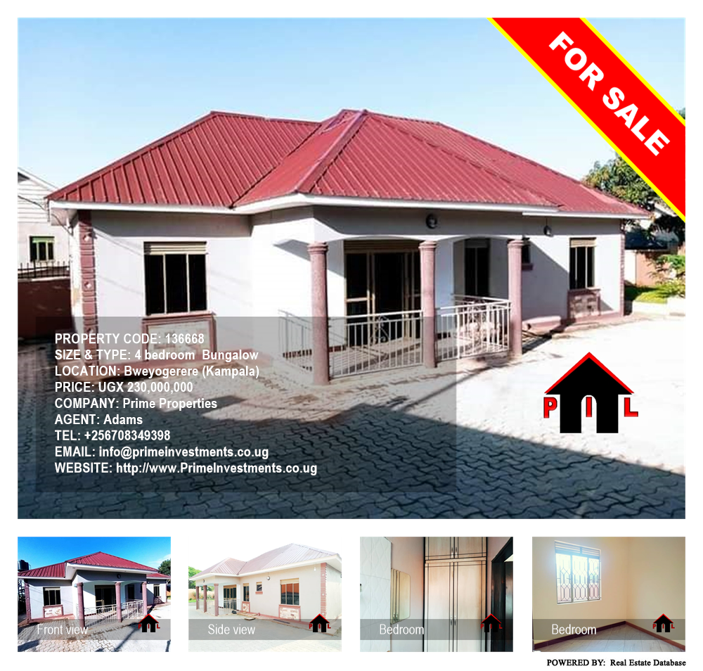 4 bedroom Bungalow  for sale in Bweyogerere Kampala Uganda, code: 136668