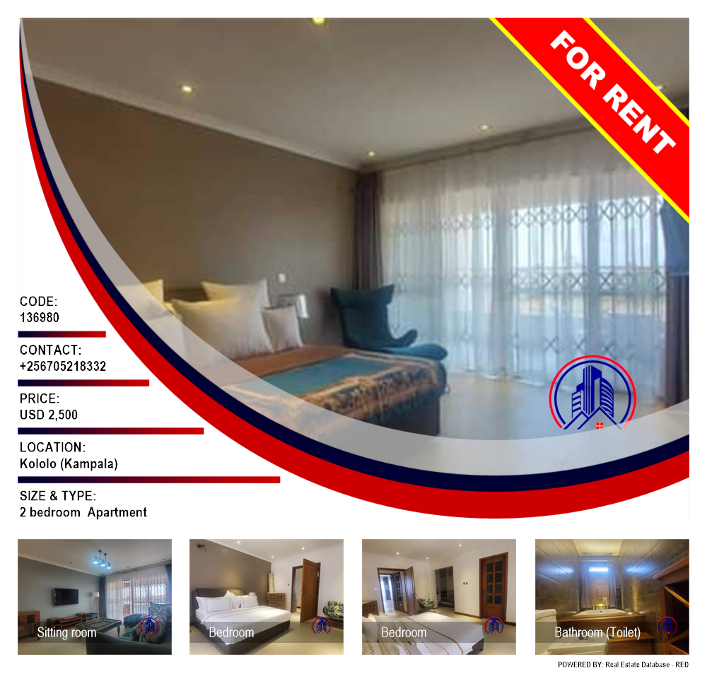 2 bedroom Apartment  for rent in Kololo Kampala Uganda, code: 136980