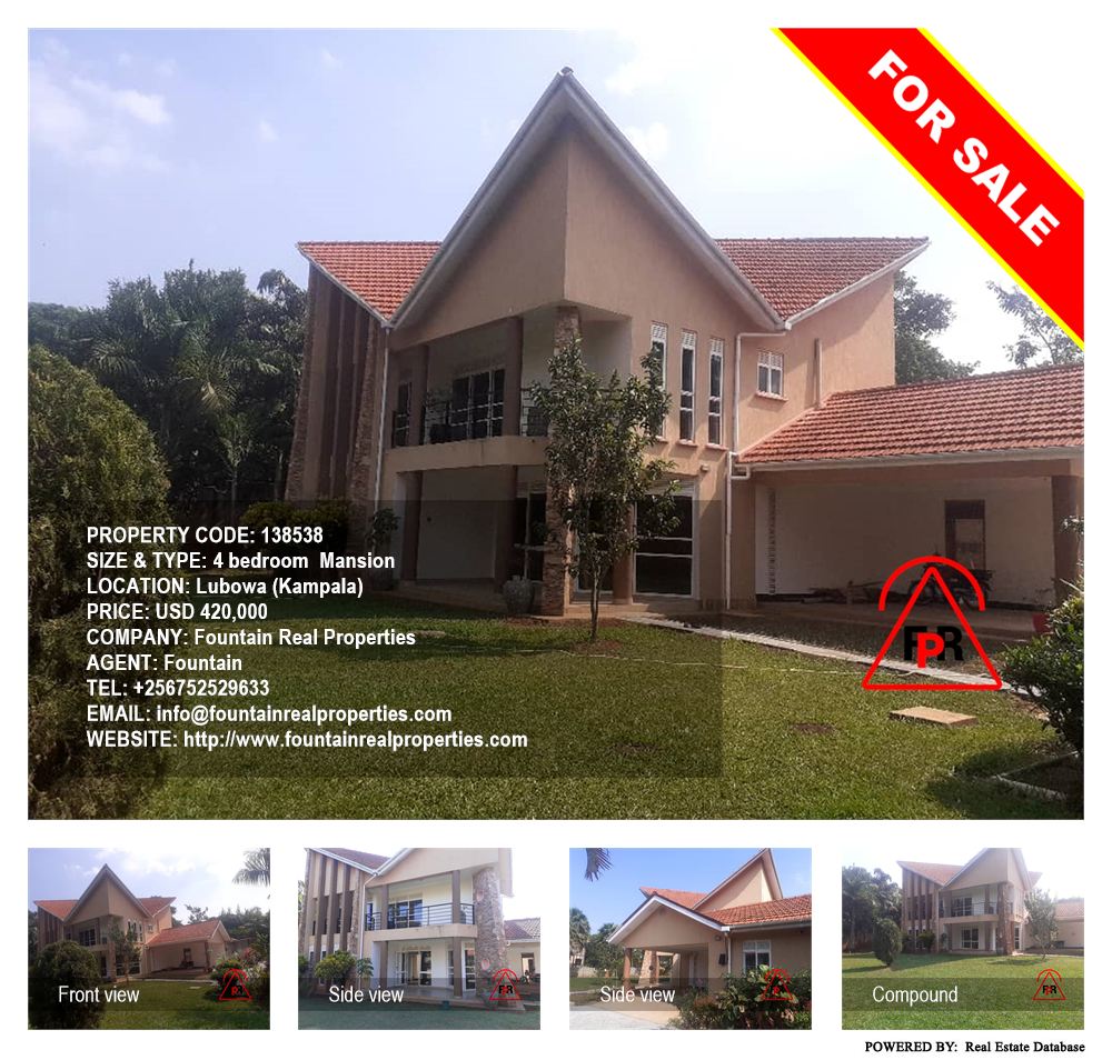 4 bedroom Mansion  for sale in Lubowa Kampala Uganda, code: 138538