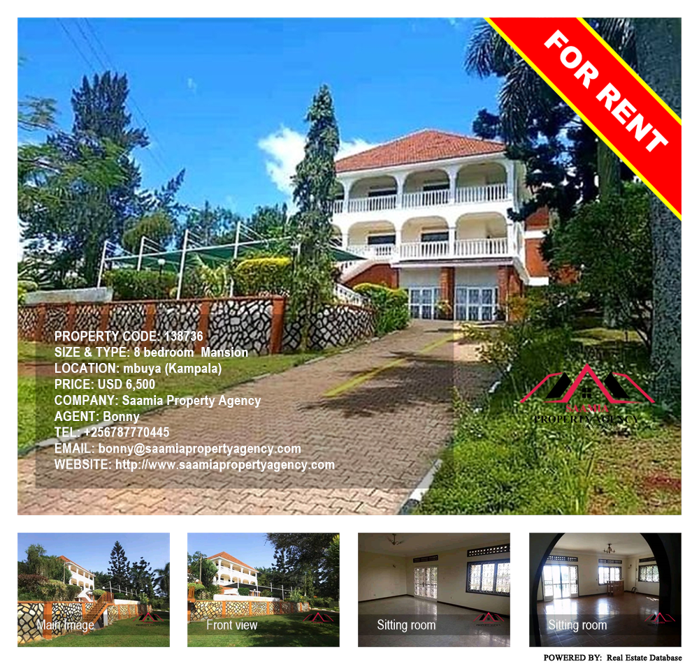 8 bedroom Mansion  for rent in Mbuya Kampala Uganda, code: 138736