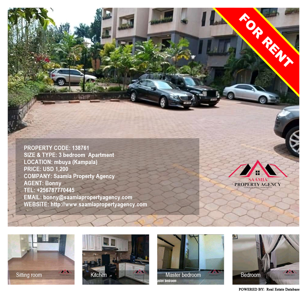 3 bedroom Apartment  for rent in Mbuya Kampala Uganda, code: 138761