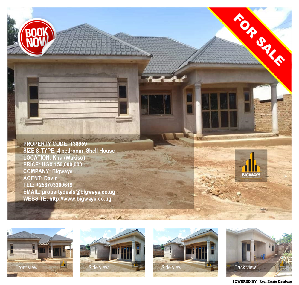 4 bedroom Shell House  for sale in Kira Wakiso Uganda, code: 138959