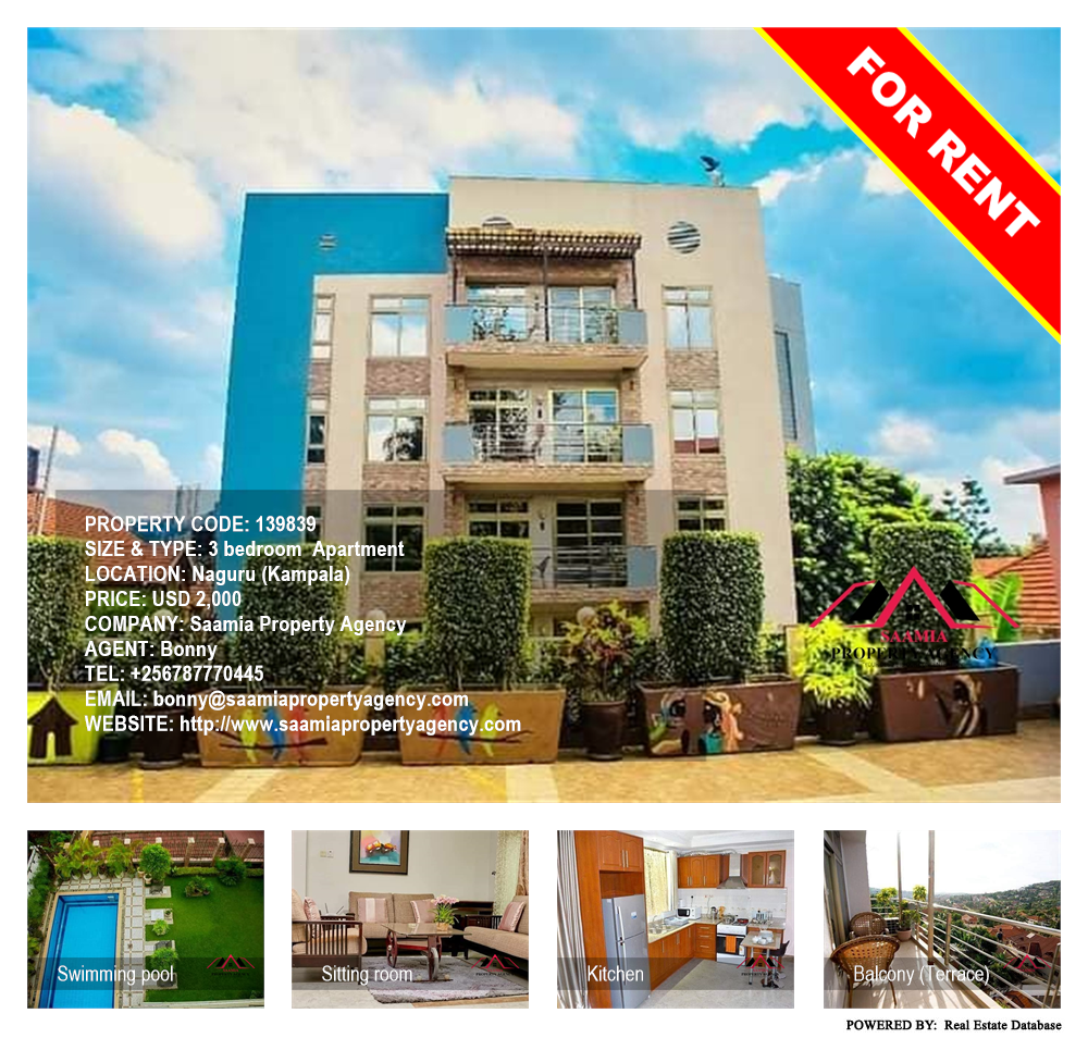 3 bedroom Apartment  for rent in Naguru Kampala Uganda, code: 139839