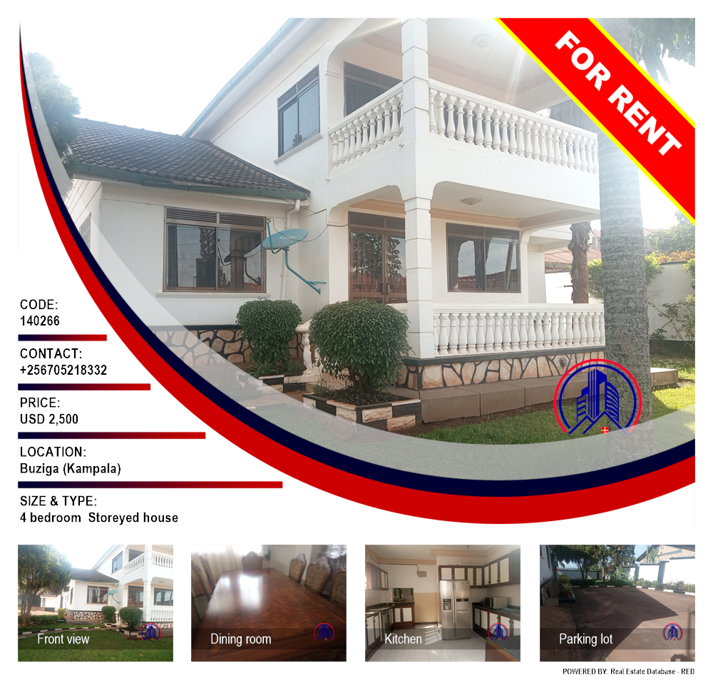 4 bedroom Storeyed house  for rent in Buziga Kampala Uganda, code: 140266